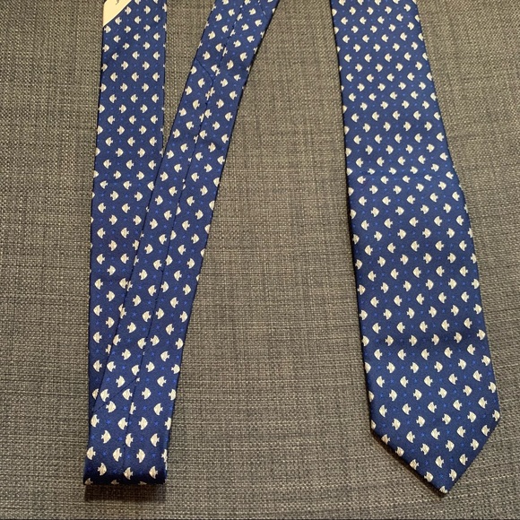 Salvatore Ferragamo Fish Print Silk Tie (Blue) - Picture 11 of 11